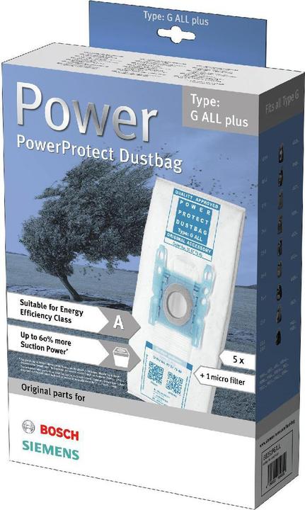 Produktbild Bosch Hausgeräte 00577549 Typ G All Plus PowerProtect SMS Staubsaugerbeutel und Filter-Set (6 x)