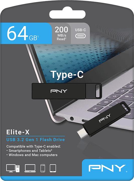 Actual product image PNY USB stick 64GB USB 3.1 Elite-X Type-C (64 GB, USB-C)