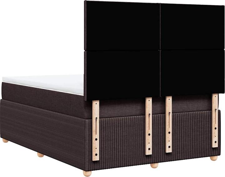 Produktbild VidaXL Boxspringbett Polsterbett Bett mit Matratze Dunkelbraun 200x200cm Stoff (200 x 200 cm, 200 x 200 cm)