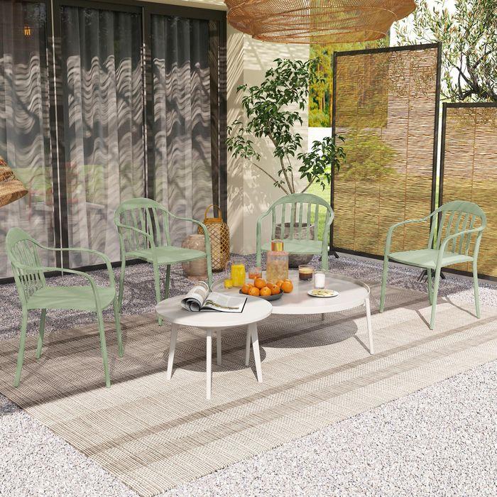 Produktbild Swisshandel24 4er Set Gartenstuhl, Kunststoff, stapelbar, bis 120 kg, Grün