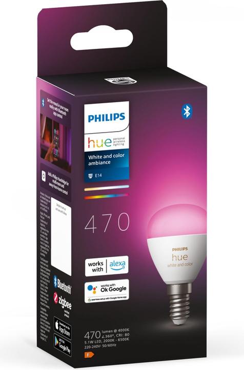 Produktbild Philips Hue White & Color Ambiance Luster (E14, 18360000 W, 470 lm, 1 x, F)