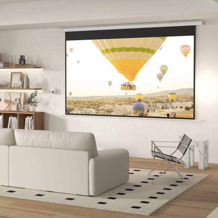 Image du produit Swisshandel24 Écran de projection électrique 266x149cm 16:9 avec télécommande, pour home cinéma, présentation (104.72", 16:9)