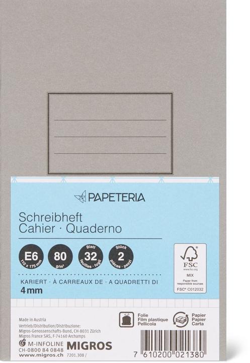 Produktbild Papeteria E6 Schreibhefte (E6, Kariert)