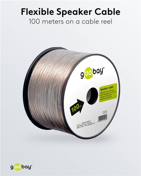 Actual product image Goobay Speaker Cable Transparent CCA (100 m, 0.75 mm²)