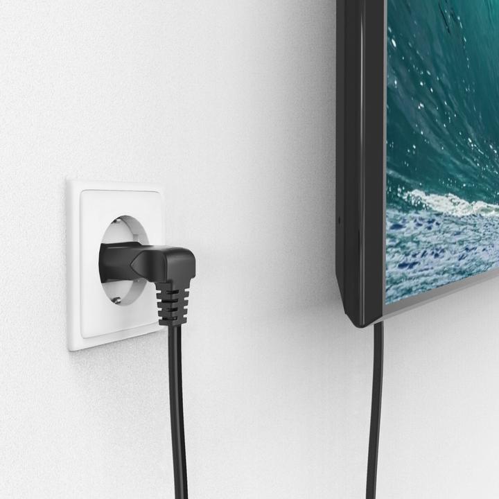Actual product image Hama Power cable, angled at both ends, Euro plug, double groove/C7, 5 m, black (5 m)
