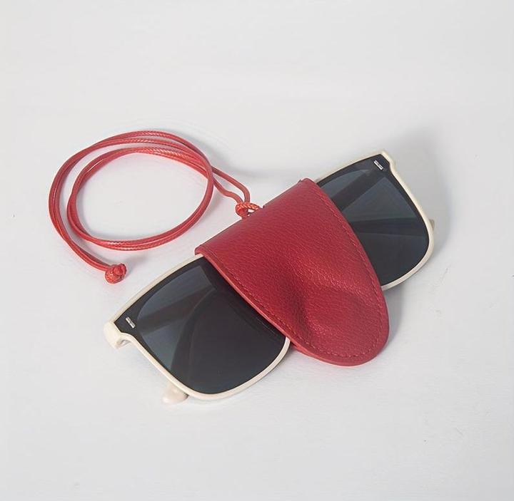 Only-Bags.Store PU Leder Brillenetui mit Nackenband - Tragbare magnetische Sonnenbrillenhalterung - Universal Fit