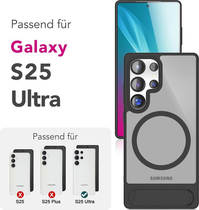 Produktbild Nalia Triton - Durchsichtige Standfuss Hülle mit MagSafe Ring - Kickstand Hardcover (Samsung Galaxy S25 Ultra)