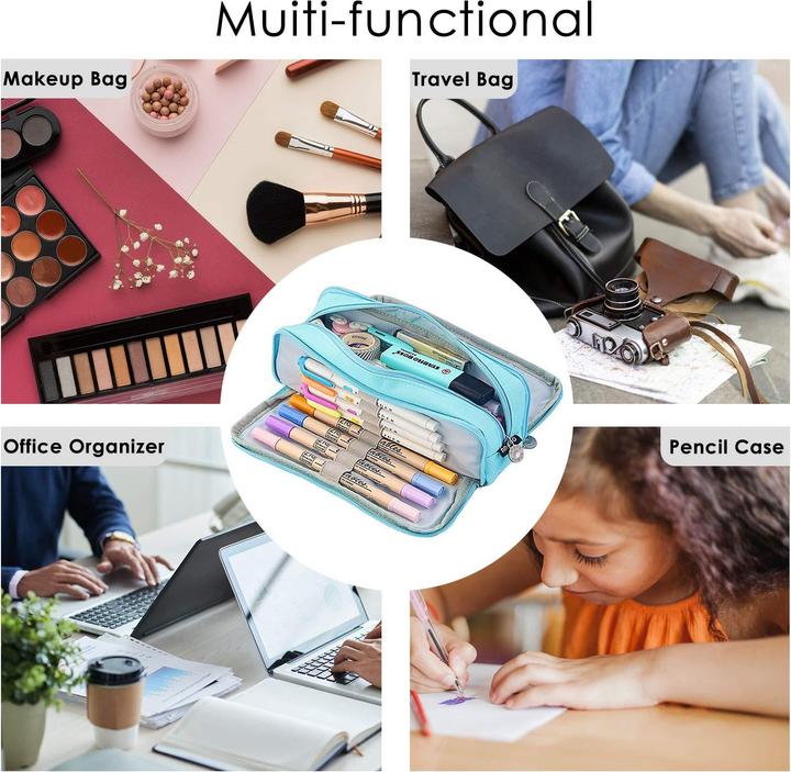 Produktbild Only-Bags.Store Federmäppchen für die Schule mit 3 Fächern, grosses Fassungsvermögen, Federmäppchen, Schreibwaren