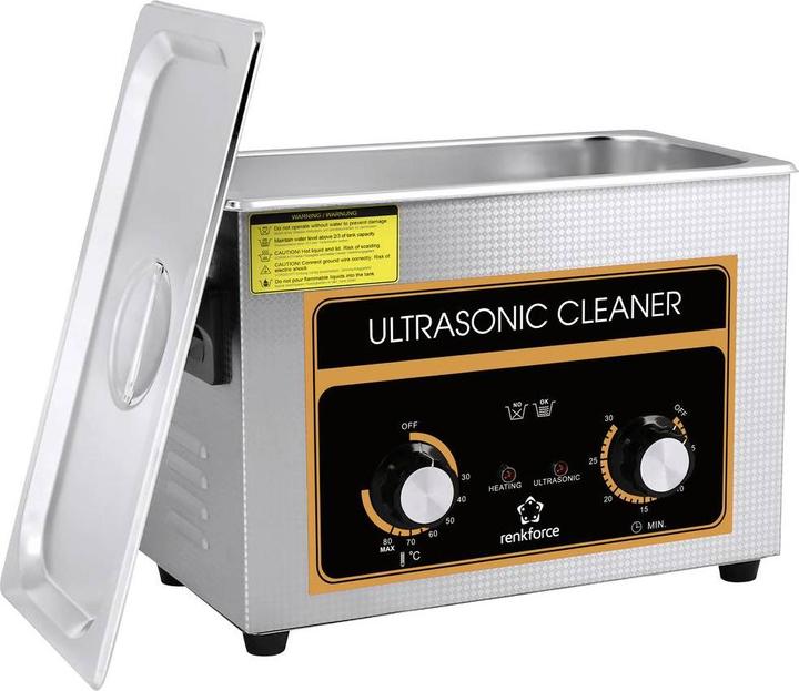 Produktbild Renkforce Ultraschallreiniger Schmuck, Werkstatt, Bürobedarf 180W 4.5l mit Heizung, mit Reinigungsk (40 kHz, 4500 ml)