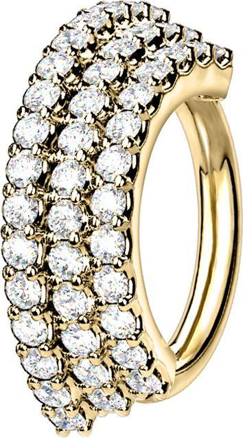 Immagine prodotto Star Piercing Anello per micro piercing placcato in oro 14k con tre linee di cristallo (Ottone, Acciaio chirurgico 316L)