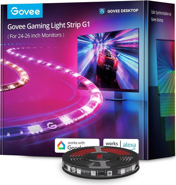 Image du produit Govee LED Stripe Gaming G1, Wi-Fi + Bluetooth, RGBIC, 24-26 (RGBW, 200 cm, Intérieur)