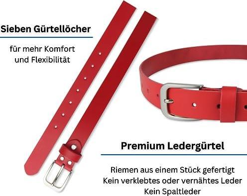 Produktbild Only-Bags.Store Ledergürtel, Gürtel, 3 cm breit, Rot, 125-140 cm (125, 130, 135, 140)