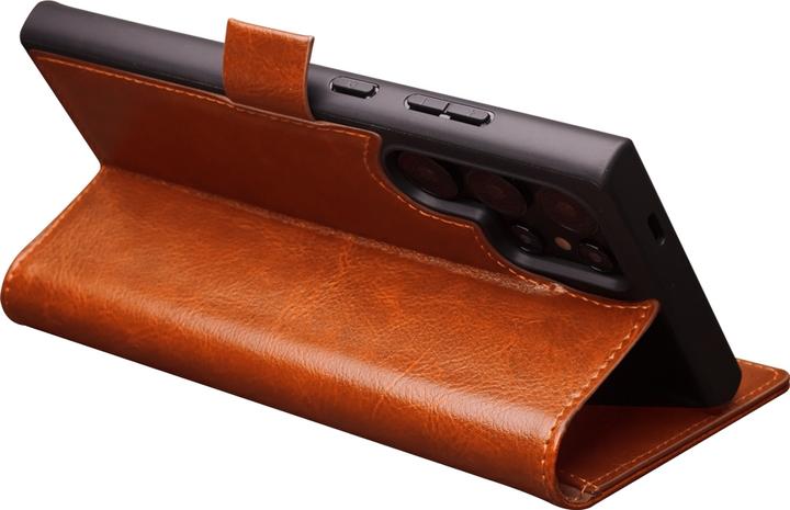 Actual product image QiAlino Hülle Flip mit magnetischem Verschluss Hellbraun (Samsung Galaxy S25 Ultra)