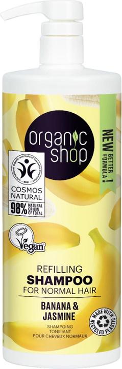 Organic Shop Nachfüllshampoo für normales Haar Banane und Jasmin 1000ml (1000 ml, Flüssiges Shampoo)
