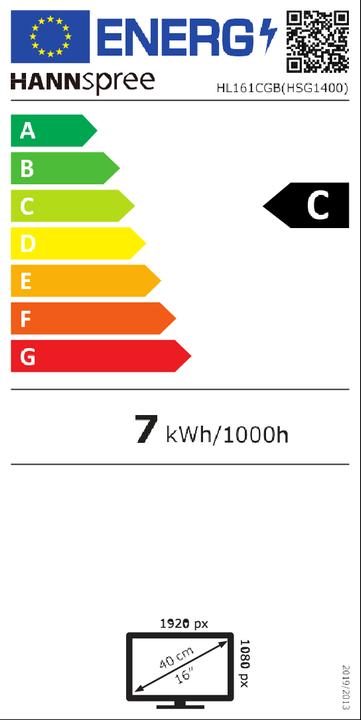 Energie-Label Hannspree HL161CGB (1920 x 1080 Pixel, 15.60")