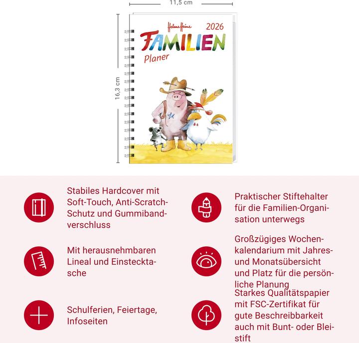 Produktbild Helme Heine: Familienplaner-Buch A6 2026 (A6, Deutsch)