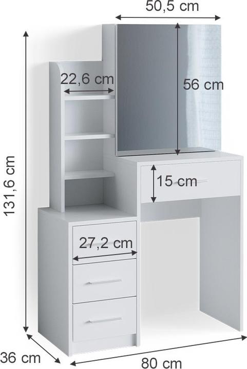 Actual product image Vicco Conrada with mirror (80 x 36 x 131.5 cm)