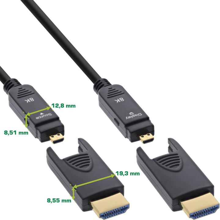 Produktbild InLine HDMI AOC Kabel, Ultra High Speed HDMI Kabel, 8K4K, schwarz, 10m (20 m, HDMI)