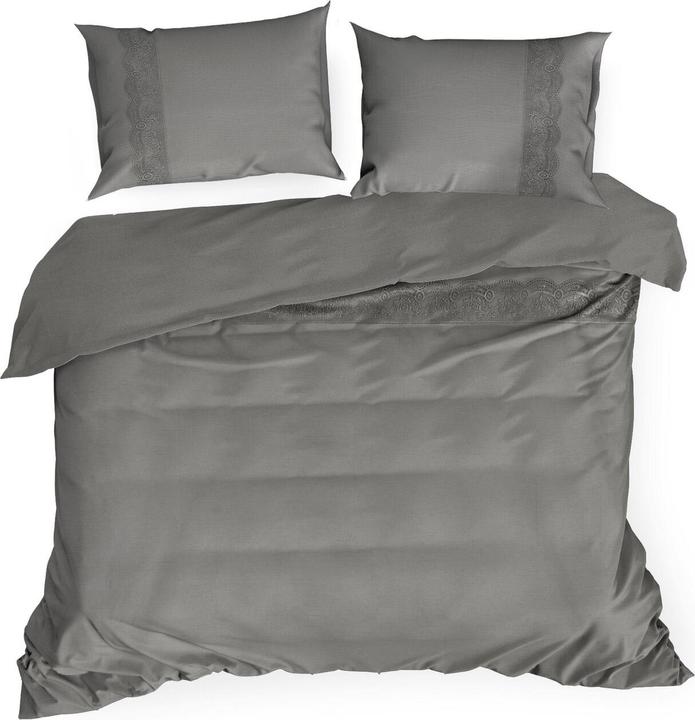 Eurofirany EUROFIRANA PREMIUM LANA bed linen in Renforce cotton decorated with elegant lace 220 x 200 cm (Duvet cover, 220 x 200 cm)