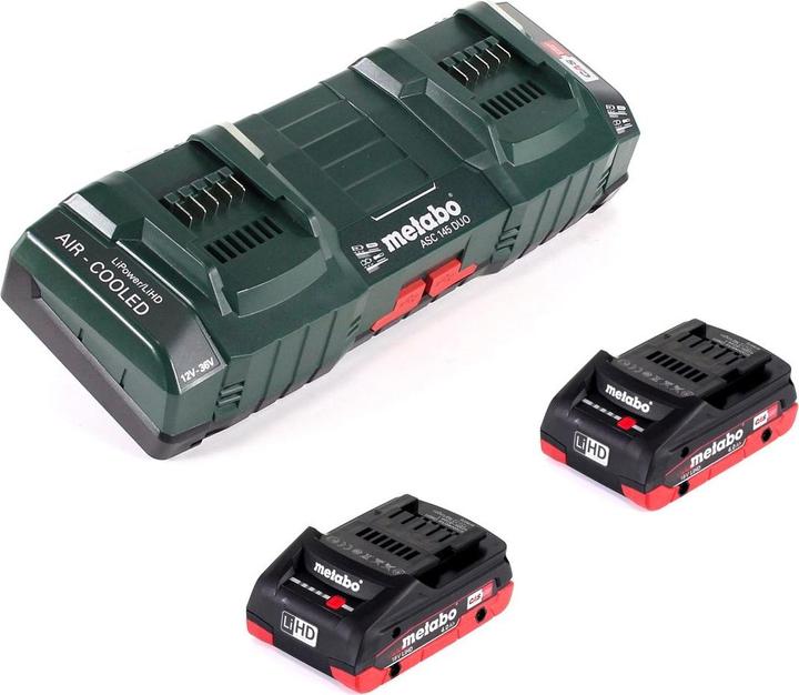 Produktbild Metabo Basis Set mit 2x Akku LIHD 4,0Ah + ASC 145 DUO Doppelladegerät (18 V)