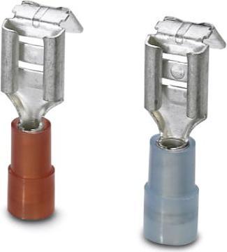 Actual product image Phoenix Contact Flat receptacle Plug-in width: 6.3 mm Plug-in thickness: 0.8 mm 180 ° Partially insulated Blue