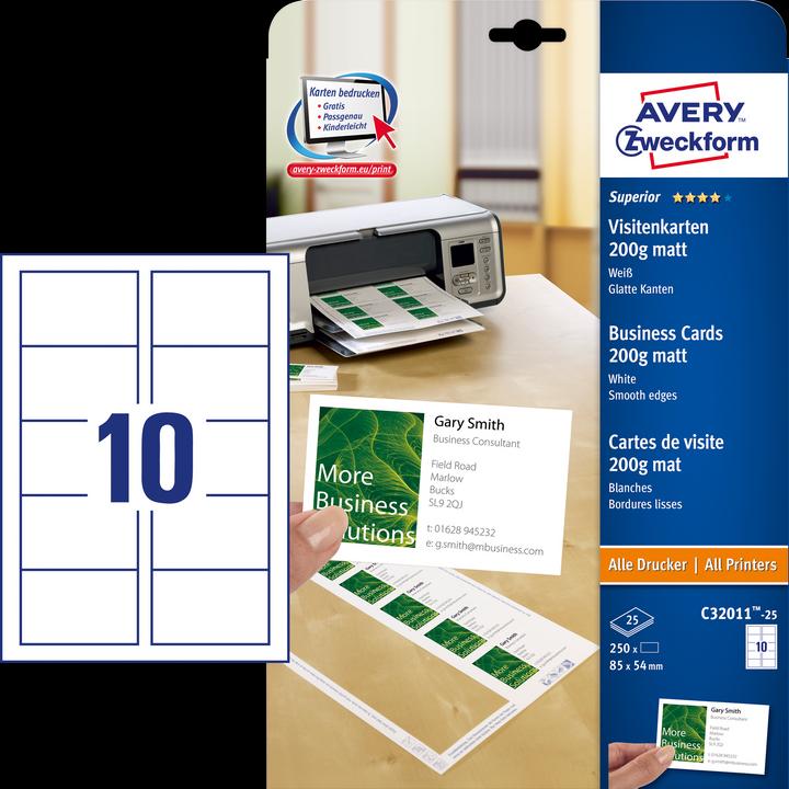 Produktbild Avery Superior Visitenkarten (200 g/m², 500 x, 8.5 x 5.4 cm)