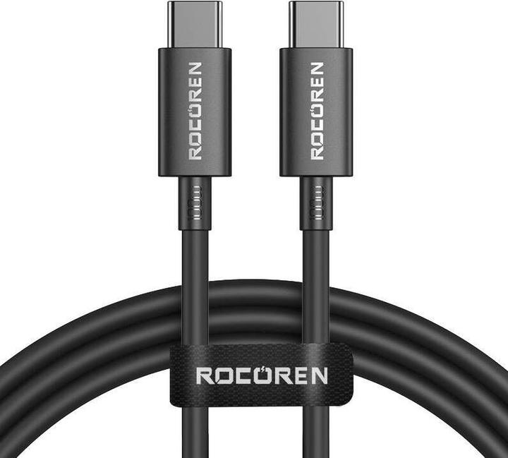 Actual product image Rocoren Fast Charging cable USB-C to USB-C Simples Series 100W, 1m (black) (1 m, 100 W)