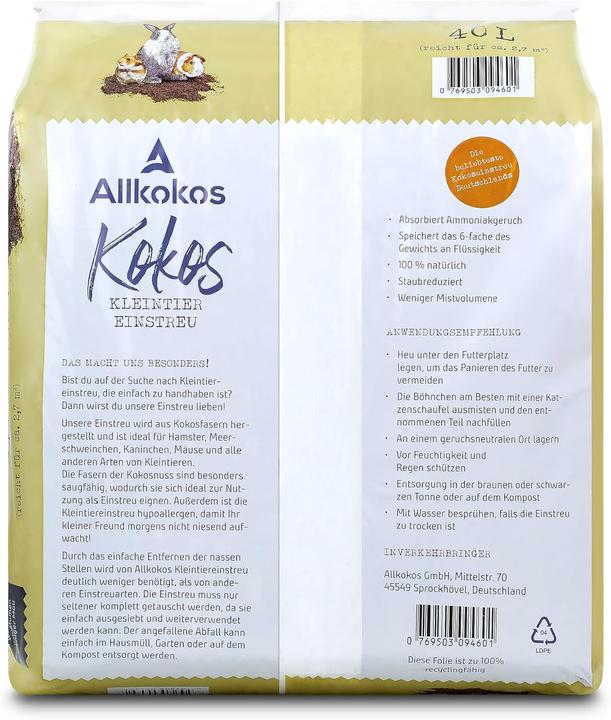 Produktbild Allkokos Einstreu für Kleintiere (15 kg, Einstreu)