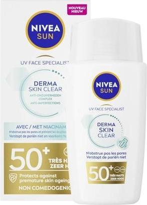 Actual product image NIVEA Sun Derma Skin Clear Spf50 Face Fluid - 40 Ml (Suntan cream, SPF 50, 40 ml)