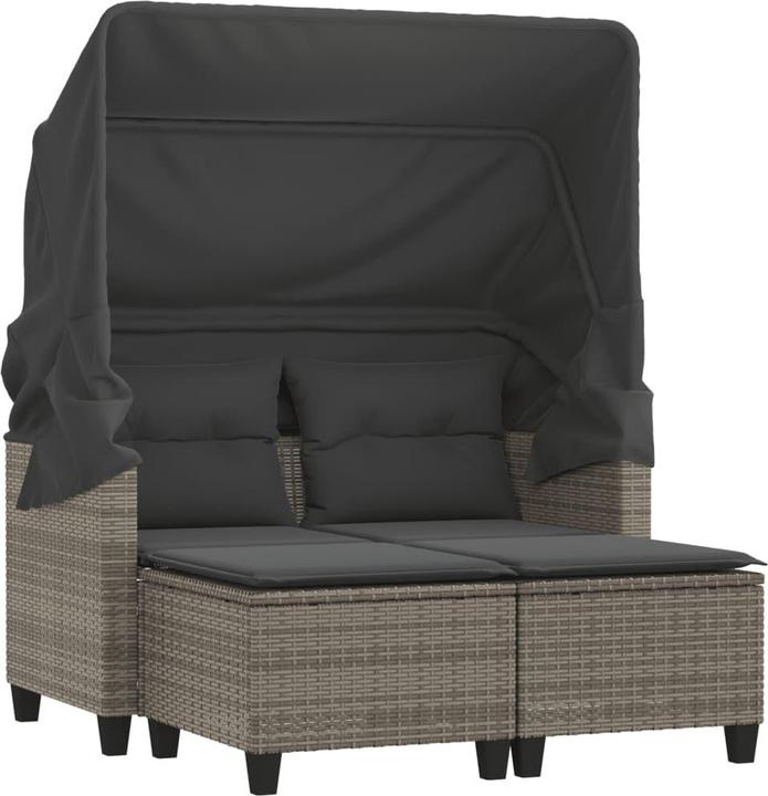 Image du produit VidaXL Canapé de jardin 2 places avec toit et poufs