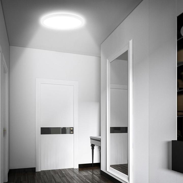 Produktbild Briloner Ultra flat LED Panel with backlight effect + Microwave, IP44, white (2400 lm)