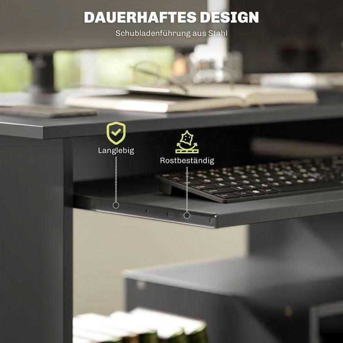 Image du produit Swisshandel24 Computertisch, Schreibtisch mit offenen Fächern und Ablageflächen, Bürotisch