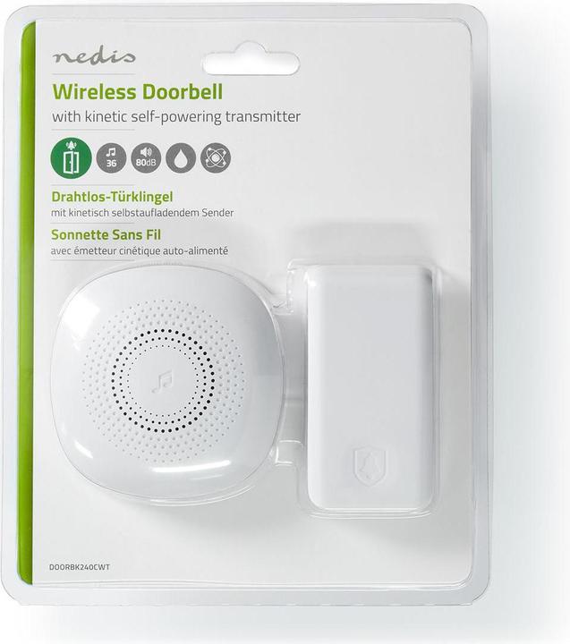 Produktbild Nedis Drahtloses Türklingel Set | Netzstromversorgung | 220 - 240 V AC 50 Hz | Lautstärke: 80 dB | S