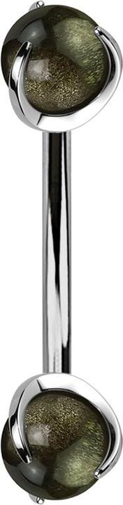 Immagine prodotto Star Piercing Filo interno in argento micro banana con due sfere di pietra ossidiana (Mnerale, senza ottone, Titanio G23)