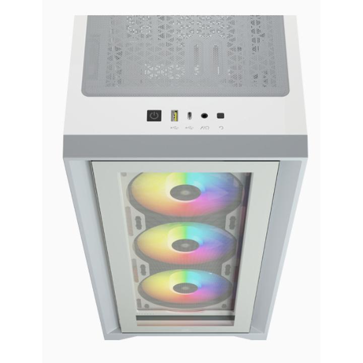 Actual product image Corsair iCUE 4000X RGB Mid-Tower White tempered glass case (mATX, Mini-ITX, ATX, E-ATX)