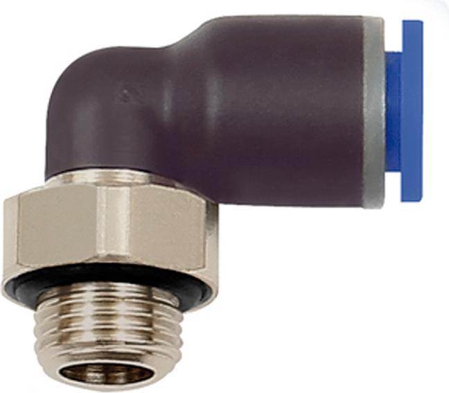 Actual product image Riegler Push-in L-fitting Blue Series Male thread G 3/8 ″ SW 20 mm with O-ring, rotatable cylindrical 10 mm (Hose connector, 10 mm)