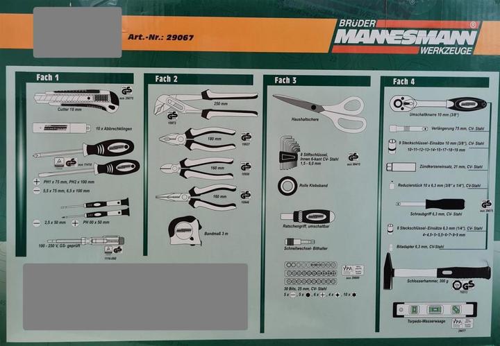 Image du produit Mannesmann Boîte à outils (90 pièces)