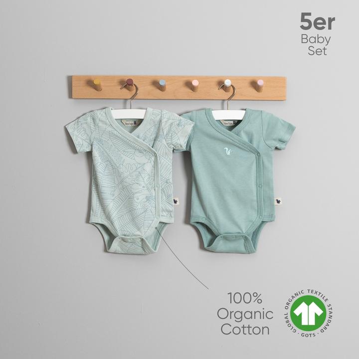 Actual product image TotsTale Premium 5-teiliges Babyset aus Bio-Baumwolle – für Neugeborene – Hose, Mütze, Body u.m. (50, 56, 62, 68)