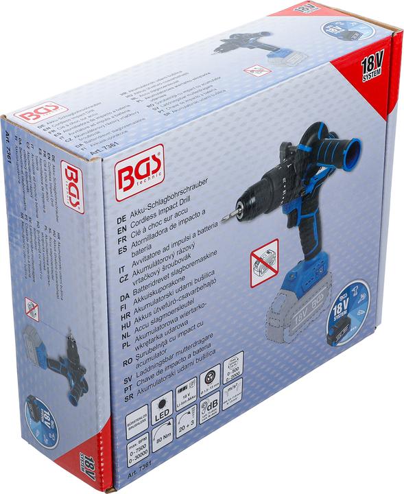 Immagine prodotto BGS Trapano a percussione a batteria | brushless | 80 Nm | 18 V | senza batteria (Batteria ricaricabile)