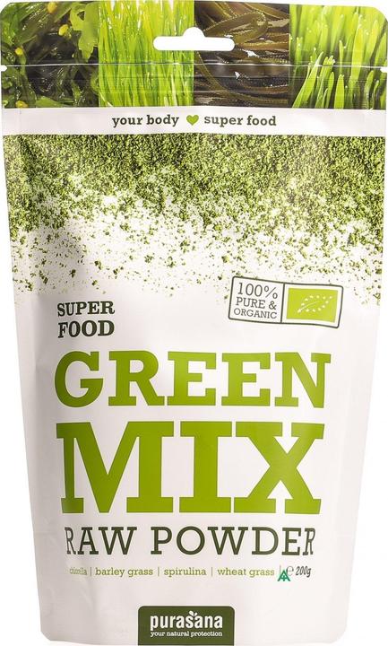 Image du produit Purasana Green Mix 100% Raw Powder (200g) (1 pièce(s), Poudre, 200 g)