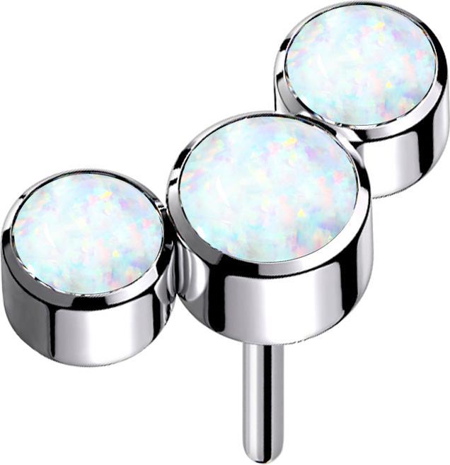 Immagine prodotto Star Piercing Threadless argento tre opali bianco (Titanio G23, senza ottone)