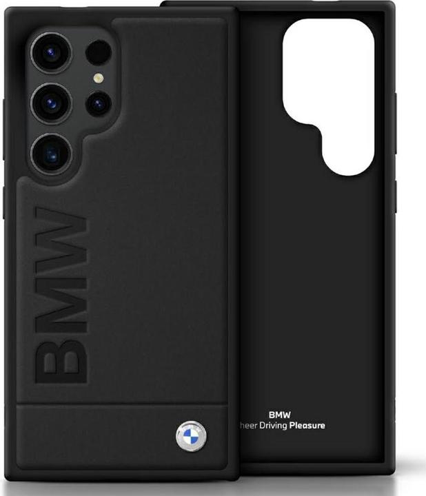 Actual product image BMW Leather Big Wordmark Case for Samsung Galaxy S25 Ultra - Black (Samsung Galaxy S25 Ultra)