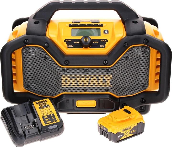 Produktbild DeWalt DCR 027 P1 Akku Radio DAB+ 10,8-18,0 V + 1x Akku 5,0 Ah + Ladegerät (DAB+, FM, Bluetooth)