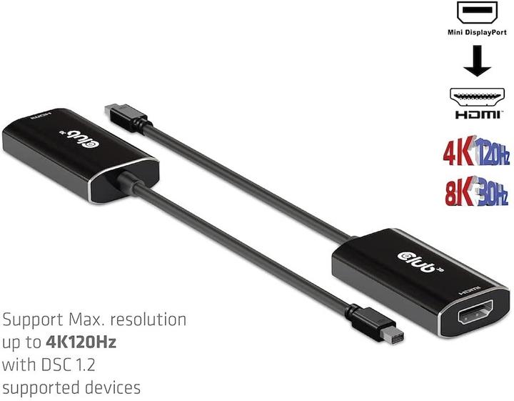 Immagine prodotto Club 3D Adattatore Club3D MiniDisplayPort > HDMI 2.1 HDR 120Hz attivo (Mini DP, 0.60 cm)