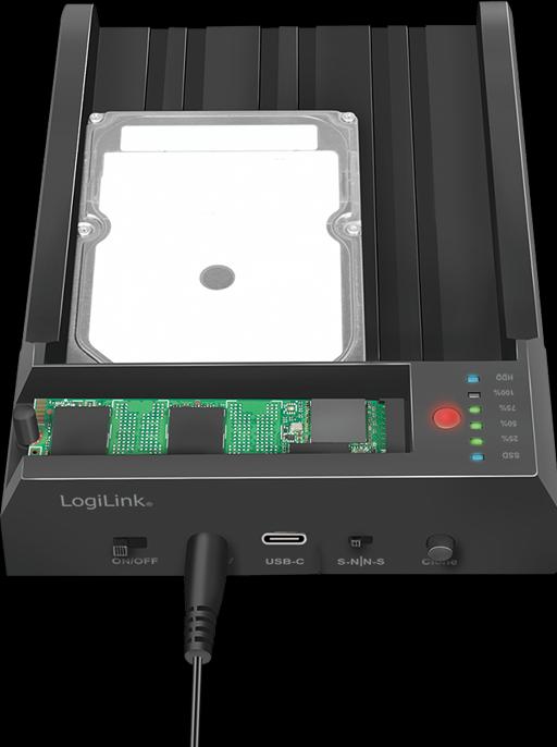 Actual product image LogiLink USB 3.2 Gen 2 Quickport, 2-port, for SATA HDD/SSD and M.2 NVMe SSD (2 Ports)