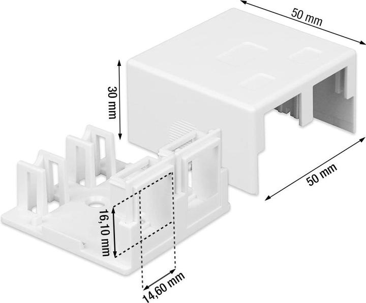 Actual product image Techly 2-Port Keystone Jack Surface Mount Box White