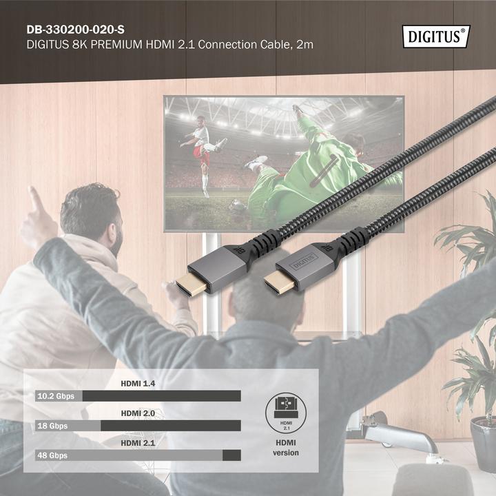 Produktbild Digitus 8K HDMI Ultra High Speed Anschlusskabel (2 m, HDMI)