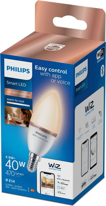 Produktbild Philips WFB 40W C37 E14 927-65 TW 1PF/6 (E14, 4.90 W, 470 lm, 1 x, F)