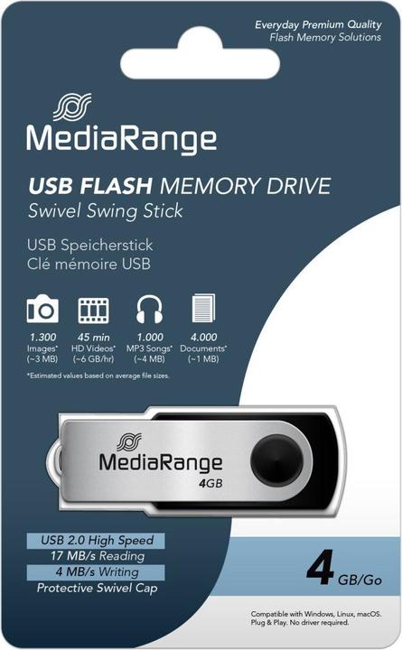 Image du produit MediaRange Lecteur flash (4 Go, USB-A)