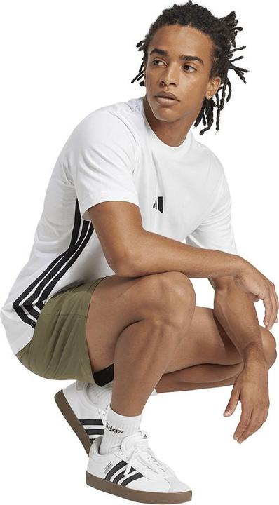 Actual product image adidas Men's Essential Three Stripes Single Jersey Tee, White/Black, L (L)